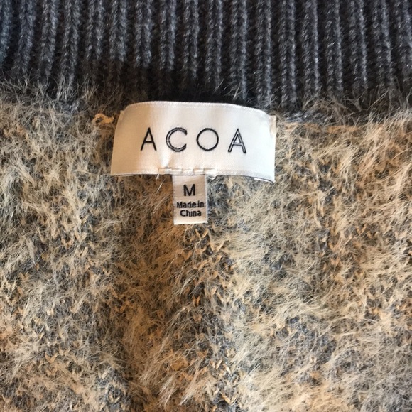 ACOA Zebra Cardigan Gray with Tan Stripes size M - Picture 4 of 11